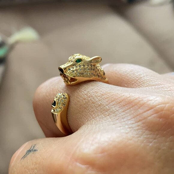 Neiman Marcus Emerald Golden Panther Ring - Picture 2 of 4